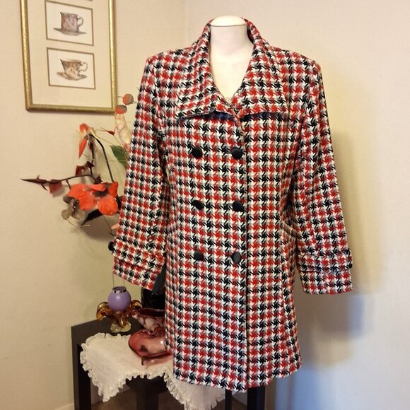 NEW Women Red Black White Double-Breasted Lined Trench Coat Winter Outerwear 14 - Picture 6 of 10